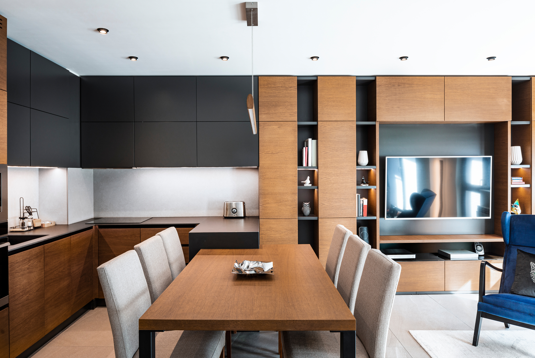 Modern Kitchen Cabinets for dining and media area